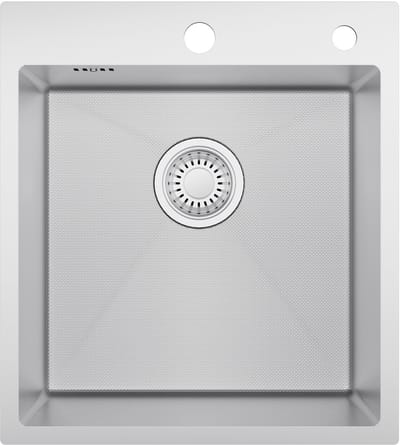 Cecipa Max Spoelbak voor keuken - 44×49 cm - Gestempeld + Nano Oppervlak - RVS - Opbouw/Inbouw - Met V-vormige Stankafsluiter - Voor 45 cm Kast
