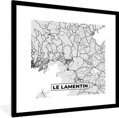 Fotolijst incl. Poster - Plattegrond - Kaart - Stadskaart - Frankrijk - Le Lamentin - 40x40 cm - Posterlijst