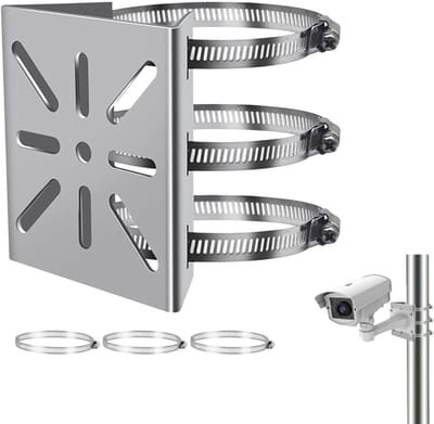 Dailygoody - Verticale Stanghouders voor Bewakingscamera - Universele Paalbevestiging - 3 Verstelbare Ringen - Duurzaam Staal - Geschikt voor Bewaking