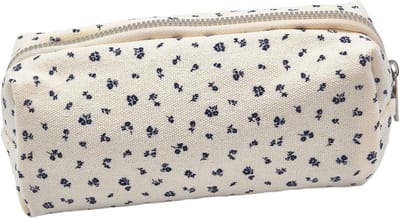 VHV-Esthetisch Etui met Bloemmotief - Grote Capaciteit School Etui - Multifunctionele Pennenzak met Rits - Make-up tasje voor Meisjes en Studenten -wit
