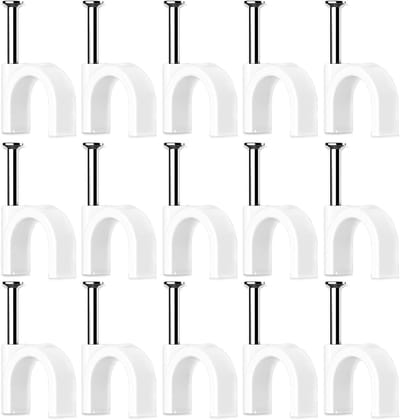 Kabelclips voor muur en plafond, 100 stuks, wit, met spijkers, ideaal voor kabelbeheer en organisatie