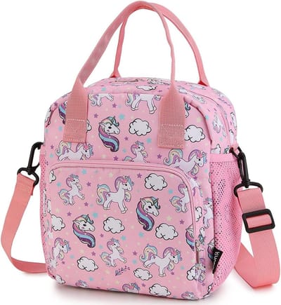 Waterbestendige Geïsoleerde Lunch Bag Box met Eenhoorn - Voor Meisjes - Herbruikbare Peuter Lunch Tote met Afneembare Schouderriem