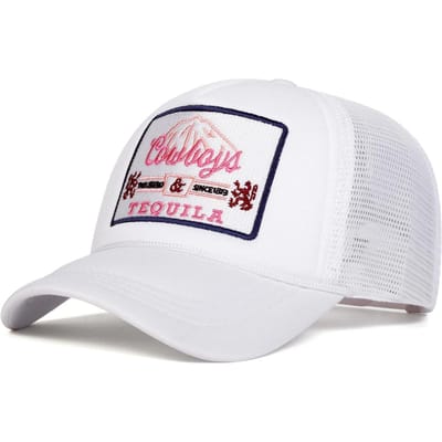 Unisex Tequila Letter Borduurwerk Baseball Netpetten Lente En Zomer Buiten Verstelbaar Casual Hoeden Zonwerende Hoeden white