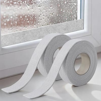 2 stuks - anti-condens vochtabsorberende raamstrips - 3 cm * 400 cm - Vochtwerende strips voor ramen - Anti-condens vochtregulerende strips - Zelfklevende glasabsorberende plaat - Herbruikbare vochtabsorberende vilt - Beige