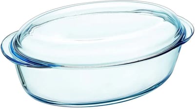 Pyrex - SlowCook Ovenschaal Ovaal met Grepen en Deksel 2-Delig - Transparant - Borosilicaatglas