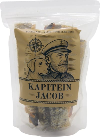 Kapitein Jacob Zalmhuid met Vlees voor Hond - Hondensnacks - 300 Gram - Zalmhuid Hond