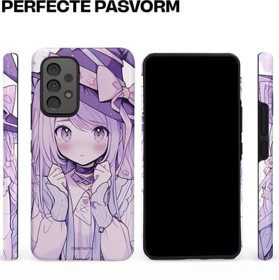 Casetastic hoesje geschikt voor Samsung Galaxy A53 (2022) 5G - Dubbellaagse bescherming - Strik en Staren - Fashion Case - Lila Lichtgrijs Wit Lichtroze