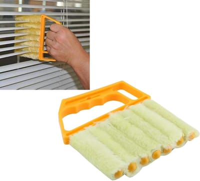 Jaloezie Reiniger - Raambekleding Borstel - Stofvrij Maken - Wasbaar Ontwerp - 1 Stuk - Geel