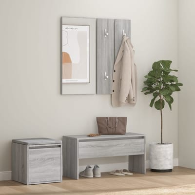 vidaXL - Garderobe - set - bewerkt - hout - grijs - sonoma - eikenkleurig