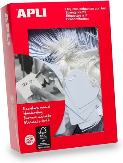 Witte kaartjes met draad voor prijsaanduiding en decoratie 1000 stuks