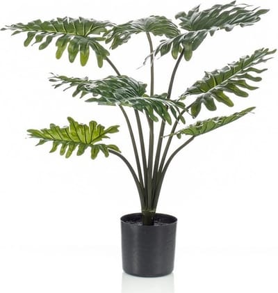 Kunstplant Philodendron - 60 cm - Zwarte Pot - Onderhoudsvrije Kamerplant - Kunstplanten/nepplanten