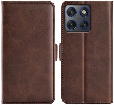 MobyDefend Hoesje - Geschikt voor Motorola Edge 70 - Luxe Wallet Book Case (Sluiting Zijkant) - Bruin