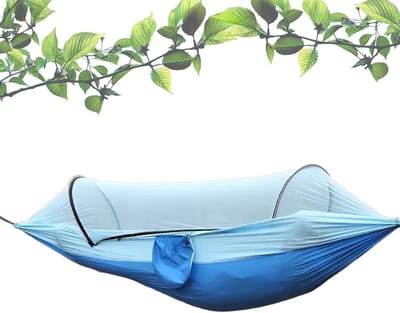 Campinghangmat - Outdoor hangmat - Ontspannen buiten - Geïntegreerd muggennet - 300 kg capaciteit - Blauw