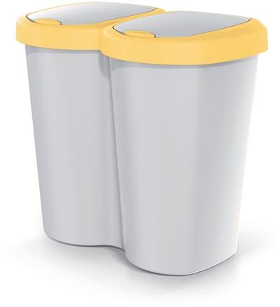 Compacta B Duo - Prullenbak - 40L - één compartiment twee deksels - Grijs / Geel