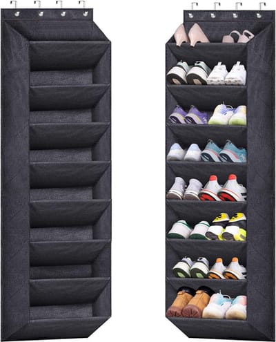 Schoenenorganizer met 8 planken - opslag voor 24 paar schoenen - zwart - Oxford-stof