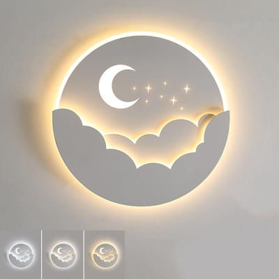 longziming -Ster Wandlamp - Maan Design - Rond Lichteffect Met Warme Sfeer Voor Kinderkamer En Woonkamer - 1 Stuk - Wit