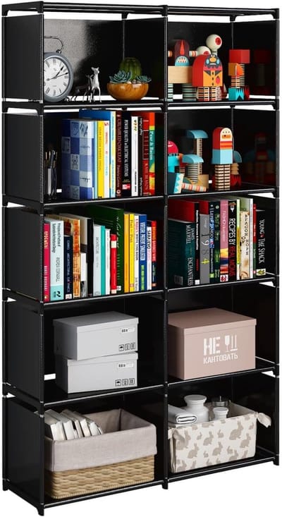 6-laags draagbare boekenplank met 10 kubussen - Multifunctionele opbergoplossing voor woonkamer en slaapkamer