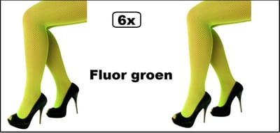 6x Netpanty fluor-neon groen - Festival themafeest dans feest party verjaardag optocht