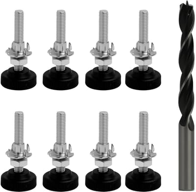 Dailygoods - 8 Stuks Verstelbare Meubelpoten M8 x 50 mm met Rubber Voetjes