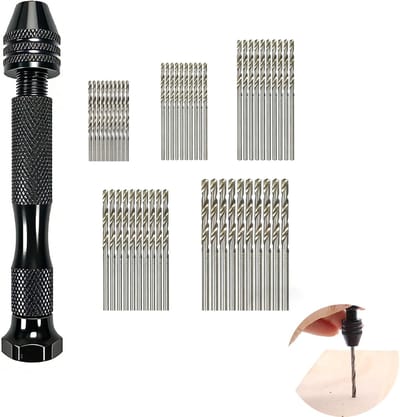 SnelShoppen - 50 Delige Mini Precisie Handboor Set 1-3 mm met Mini Boorbits voor Hout, Sieraden, Modelbouw en Creatieve Klussen