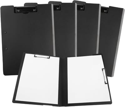 Set van 4 Clipboard met Dubbele Klem - Draagbaar A4 Bureau Clipboard met Binnenzak, Ideaal voor Thuis, School en Kantoor Organisatie