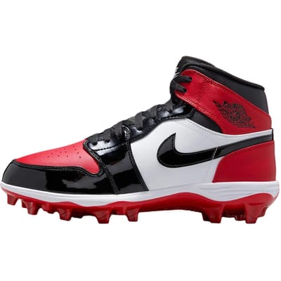 Air Jordan 1 Mid TD Cleat Bred Toe Heren Sneakers Gym-Rood Wit Zwart FJ6805-601 44 black