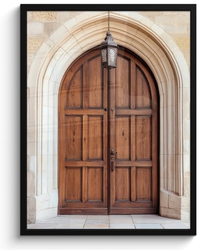 Poster in lijst - Fotolijst 50x70 cm - Posters - Houten - Deur - Lantaarn - Posterlijst zwart - Decoratie - Wanddecoratie woonkamer - Muurdecoratie slaapkamer