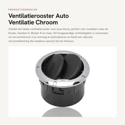 Dailygoods- Ventilatierooster Verchroomd - Ventilatiegitter - Afzuigventiel - Compatibel met Dacia - OE-referentienummers 8200817797 - Installatiepositie Links/Rechts/Midden