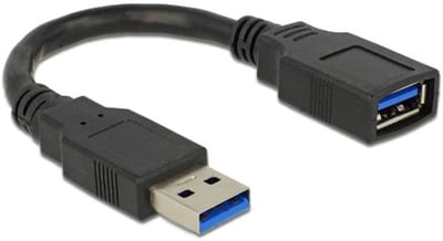 Delock 82776 USB-kabel USB 3.0 USB-A stekker, USB-A bus 0.15 m Zwart