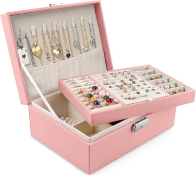 Borvat® Juwelendoos met Extra Verdieping - Sieraden Organizer - Voor Dames en Meisjes - Roze