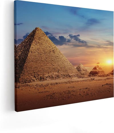 Artaza Canvas Schilderij Zonsondergang Woestijn - 50x40 cm - Wanddecoratie Afrika - Muurdecoratie Zon - Kamer Accessoires