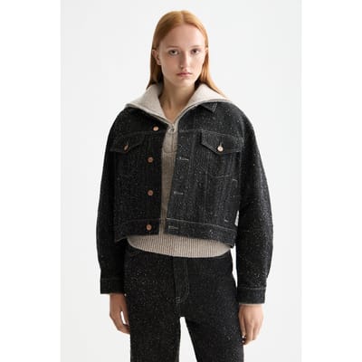 Scotch & Soda Black Denim Textured Oversized Jacket — Black Snow Taglia: XS | Giacche di jeans Outlet | Donna | Blu