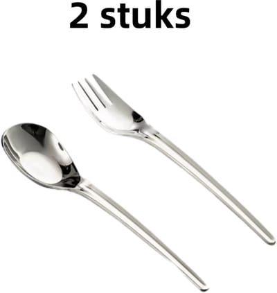 2-delige set - Lepel - Vork - Soeplepel - Soeplepel - Roestvrij staal - Geschikt voor huishoudelijk gebruik - Zilver