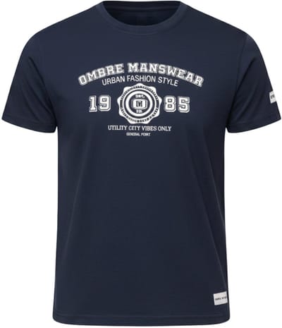 OMBRE T-shirt - Regular Fit - Katoen - Korte Mouw Marine S