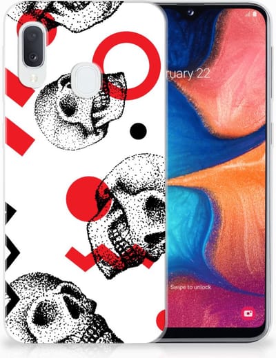 Silicone Back Case Samsung Galaxy A20e Skull Red