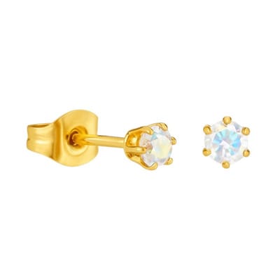 Aramat Jewels | Oorbellen | Goudkleurige AB zirkonia oorbellen – 3 mm | | | |3mm | Staal | Kinderen, Volwassenen | Verkleurd niet
