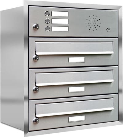 Inbouw met intercom 3 adressen(rand)_Brievenbus met intercompaneel inbouw_3_adressen__RVS