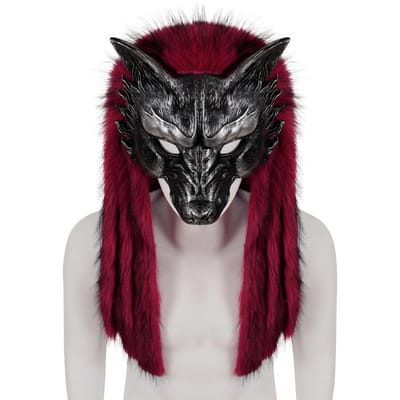 Viking Wolf Mask Nepbont Hoofddeksel Weerwolf Barbaar Voor Halloween Cosplay Kostuum Accessoires