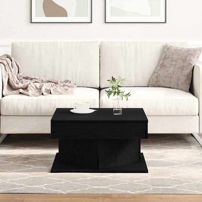 vidaXL - Salontafel - Zwart - Eiken - 57 - x - 57 - x - 30 - cm - Bewerkt - hout