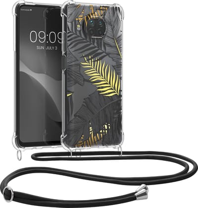 kwmobile telefoonhoesje geschikt voor Xiaomi Mi 10T Lite - Hoesje met telefoonkoord - Back cover voor smartphone - Case in geel / grijs / transparant