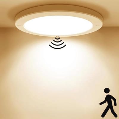Plafondlamp met Bewegingsmelder - 18W LED, Platte en Ronde Vorm, Warmwit Licht | Voor Badkamer, Hal, Trap