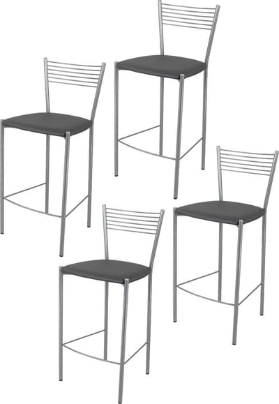 Tommychairs Elegance - Eetkamerstoelen - Set van 4 - Chroom & Wit - Kunstleer