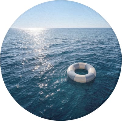 Badmat rond 70x70 cm - Antislip - Oceaan - Zwemband - Horizon - Badmatten voor badkamer - Badkamermat - Douchemat - Ronde badkamer mat