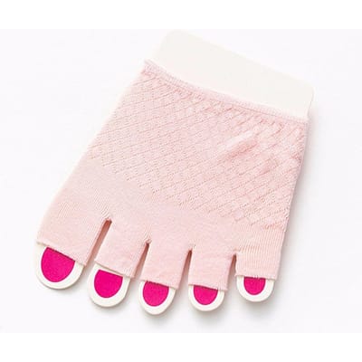 Zomer Half Palm Five Fingers Sokken Dames Onzichtbare Dunne Hoge Hak Voorvoet Open Teen Sokken Voor Vrouwen roze