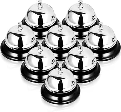 Service Bellen Set - Bureau Bellen - Receptie Hulp - Roestvrij Metaal - 85 cm Diameter - Zilverkleurig