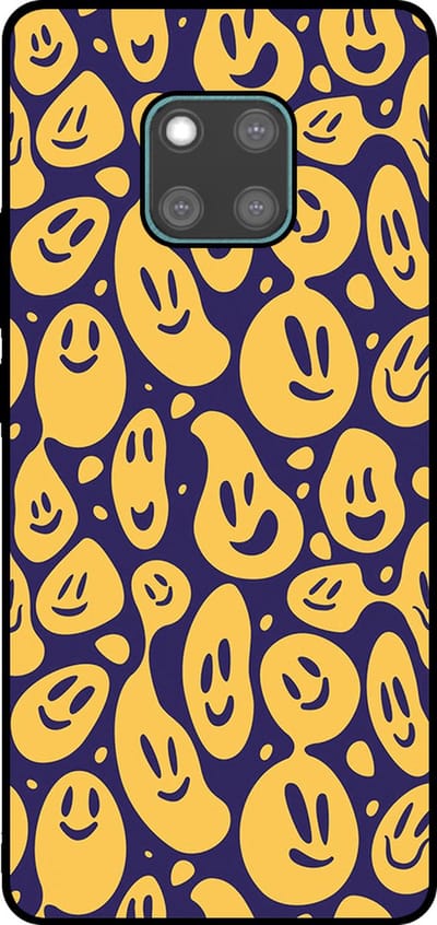 Smartphonica Telefoonhoesje Geschikt voor Huawei Mate 20 Pro met smiley opdruk - TPU backcover case emoji design - Paars Geel geschikt voor Huawei Mate 20 Pro