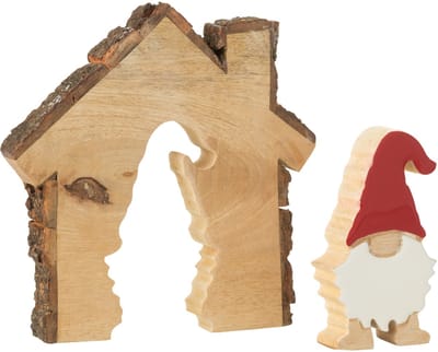 J-Line decoratie Kerstman In Huis - hout - mix - small