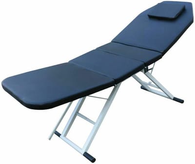 Vouwbaar 3-Zone Ergonomisch Massage Bed, Draagbare Cosmetische Lounger, Salon SPA Tafel met Kussen en Steunbalk, 182 x 60 cm (Zwart) - Perfect voor Professionele Massages en Schoonheidsbehandelingen