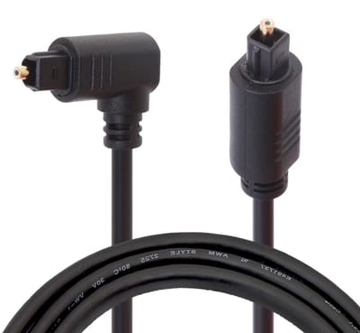 90 Graden Hoek Optische Audiokabel - 24K Vergulde Toslink Kabel voor AV Receiver, Soundbar en Smart TV (1m/3.3FT) - Hoge Kwaliteit Digitale Geluidsoverdracht