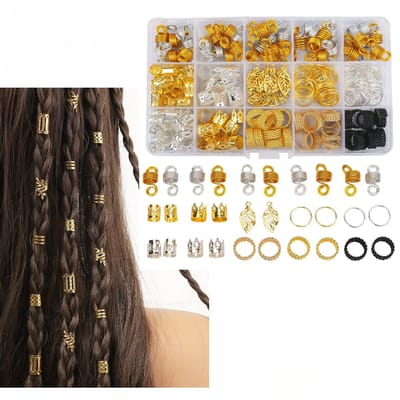 180 Stuks Haar Ringen Vlechten - Haar Kralen - Set Haarbedels – Goudkleurig - haarringetjes - haarbedels - haaringen haarbedels - Braid ringetjes - Beads for Braids - Vlecht haarringen – LOUZIR